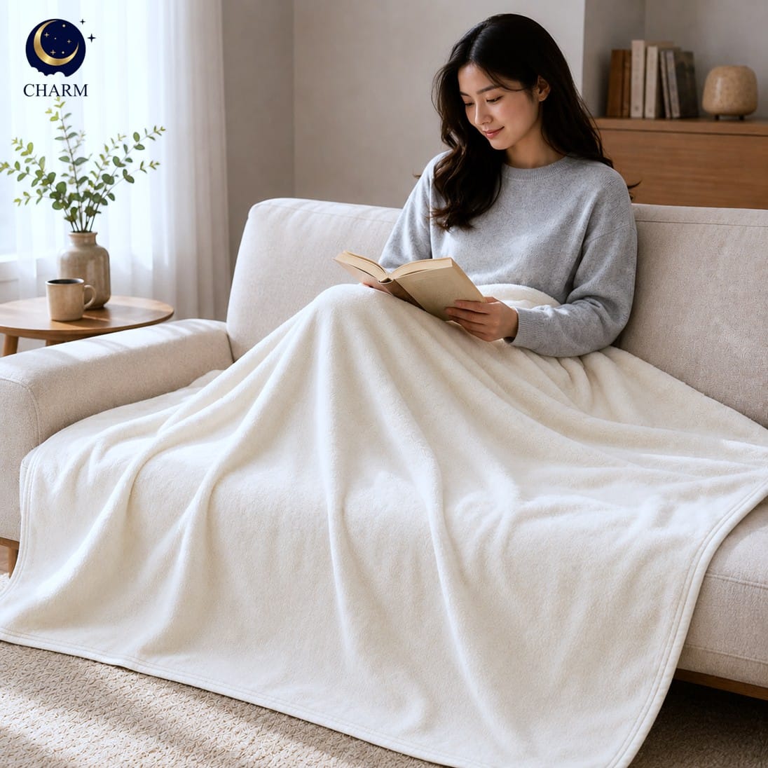 ผ้าห่ม HAMPLR รุ่น NANO FLEECE ขนาด 150X100 ซม. สี IVORY_2